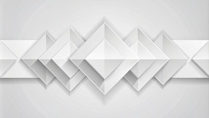 Abstract White Geometric Pattern Interlocking Triangles and Squares on a Grayscale Background