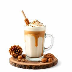 Frappe drink with caramel an nuts isolated