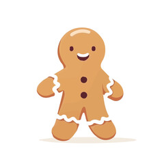 Simple flat 2D icon Christmas gingerbread man isolated on transparent background, vector, flat design, animation design, vector, flat design, animation design, simple flat 2D icon, clipart