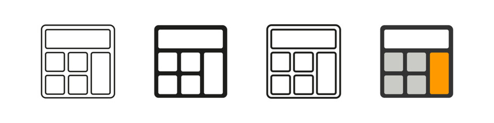Calculator icon. Calculating vector set. Line design calculator sign.