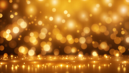 A golden background with many small, bright lights scattered around.