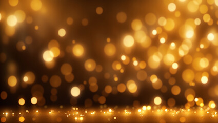 A golden background with many small, bright lights scattered around.