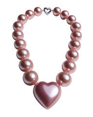 Obraz premium A pink pearl necklace with a heart pendant.