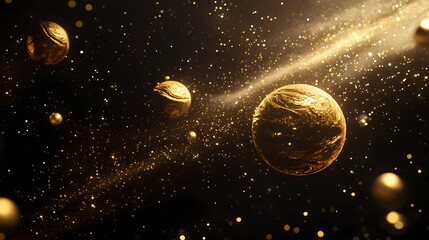 Digital technology space starry golden planet illustration poster background