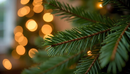 Festive Christmas Ornaments in Snow with Twinkling Lights