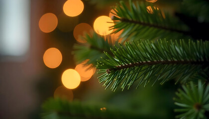 Festive Christmas Ornaments in Snow with Twinkling Lights