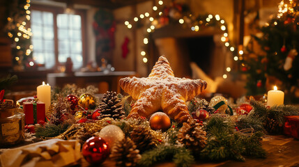 Eat Pandoro in a room decorated with a lively Christmas atmosphere