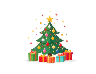 Elegant Christmas Tree with Gold Ornaments and Star on Top