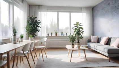 Scandinavian living room interior design zoom background,Doodle Galaxy patterned wallpaper graphics