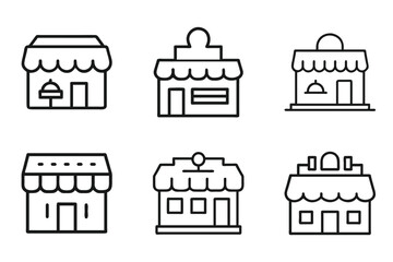 Restaurant icon set in line art vector