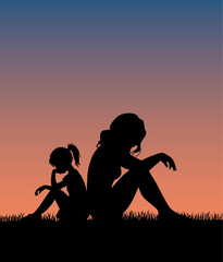 Inner Child and Adult Pain silhouettes vector