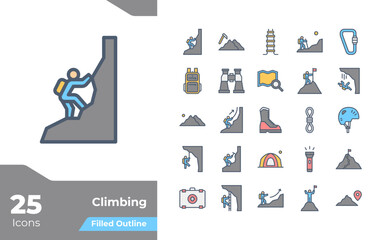 Climbing Filled Color Icons