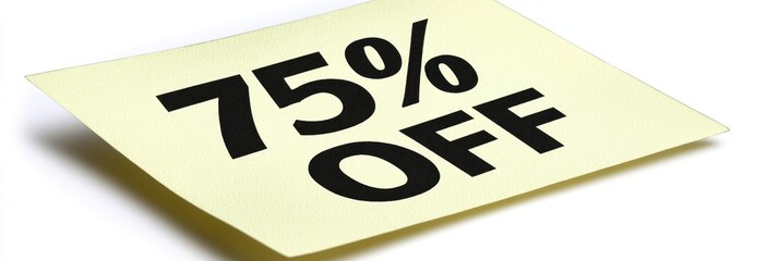 Close-Up Image of an Isolated 75 Off Yellow Notepad, Perfect for Marketing Materials