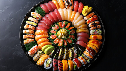 色鮮やかな寿司盛り合わせ