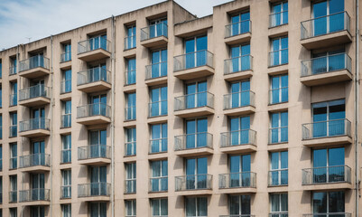 Fototapeta premium A modern apartment building with balconies and large windows
