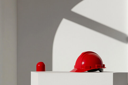 red safety helmet on pure white background