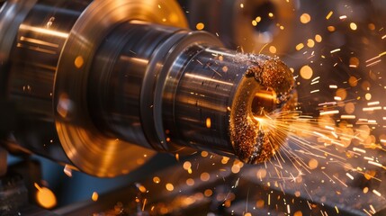 Metal Grinding. Precision Internal Machining of Metal Circle with Abrasive Tool on Workshop Equipment