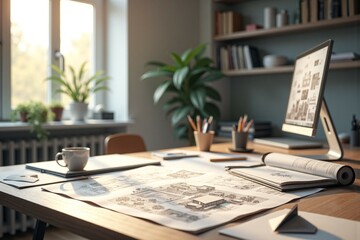 Fototapeta premium Architect Studio Workspace