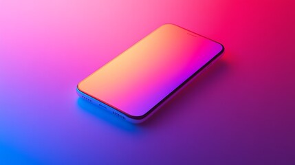 A smartphone with a blank screen is displayed on a pink and purple gradient background.