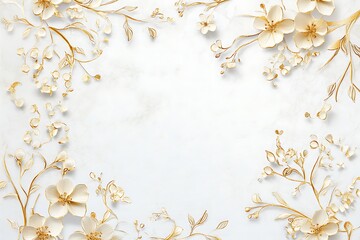 Ivory background with delicate golden floral borders.
