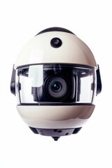 Fototapeta premium White dome security camera with lens.