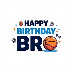 This happy birthday little bro card combines minimalist design with fun, sporty icons, creating the perfect greeting for a younger sibling who loves sports.