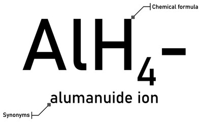 Alumanuide ion chemical formula and synonyms with callout titles