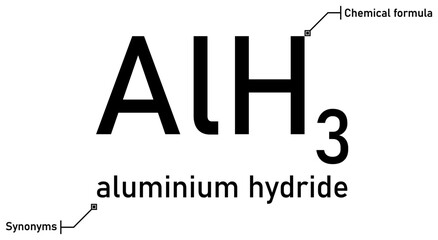 Aluminium hydride chemical formula and synonyms with callout titles
