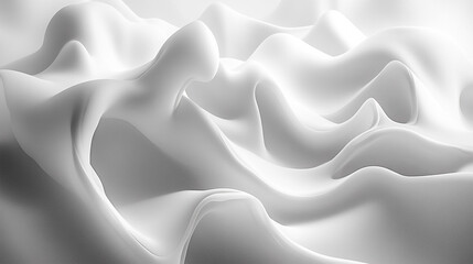 Abstract White wavy sculpted Horizontal background, wave of 3d white liquid flow of marble. Liquid flow texture. 