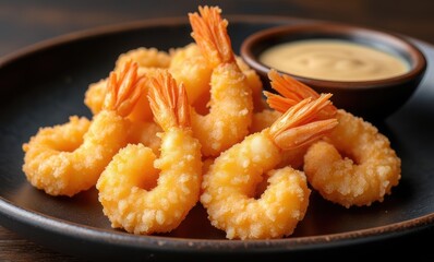 Crispy golden shrimp with dipping sauce