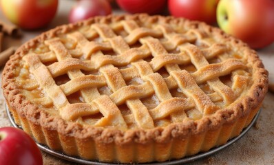 Delicious apple pie with a golden crust