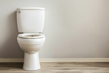 White toilet in a bathroom.