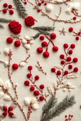 Festive Christmas Embroidery with Trees, Snowflakes, and Holiday Decorations