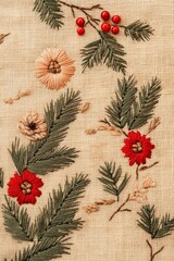 Festive Christmas Embroidery with Trees, Snowflakes, and Holiday Decorations