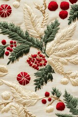 Festive Christmas Embroidery with Trees, Snowflakes, and Holiday Decorations