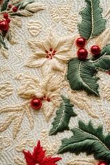 Festive Christmas Embroidery with Trees, Snowflakes, and Holiday Decorations