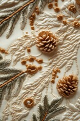 Festive Christmas Embroidery with Trees, Snowflakes, and Holiday Decorations