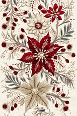 Festive Christmas Embroidery with Trees, Snowflakes, and Holiday Decorations