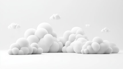 A Group of White 3D Clouds on a White Background