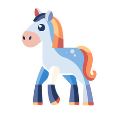 Simple flat 2D icon cute horse isolated on transparent background, vector, flat design, animation design, vector, flat design, animation design, simple flat 2D icon, 