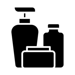 Skincare Products Icon – Bottles, Representing Beauty, Self-Care, and Skin Health