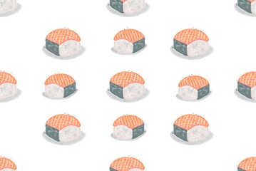 nigiri sushi background pattern. Japanese cuisine seamless background pattern, nigiri sushi seamless background pattern.