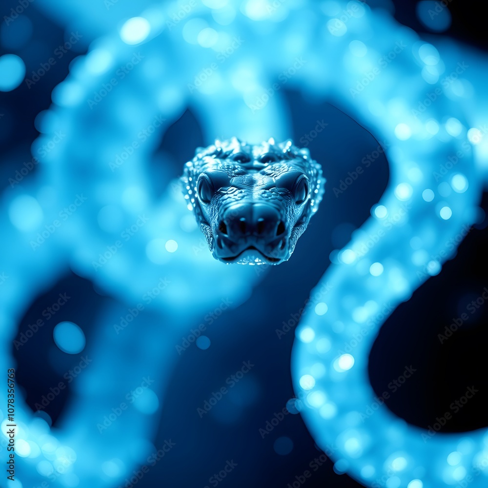 Aufkleber A Vigorous Snake Transforming into Glowing Particles, Capturing Motion and Energy for Dynamic Visuals
