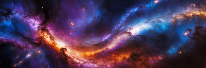 Fototapeta premium A colorful galaxy with a purple and orange swirl