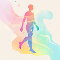 A stylized abstract silhouette with vibrant colors and fluid gradients, merging human form and artistic elements. Perfect for use in wellness branding, mental health awareness, or creative design.