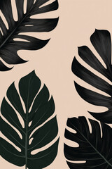 A black and white image of a leafy plant with a black and white background