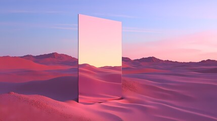 Digital technology Pink desert and mirror landscape poster background