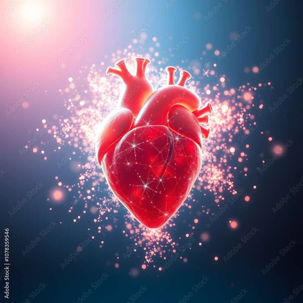 Poster A Vigorously Energetic Heart Dissolving into Glowing Particles: An Abstract Representation of Love and Life Energy