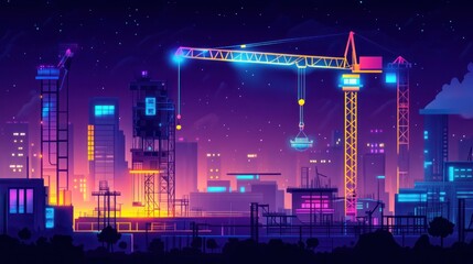 Neon Cityscape Under Construction