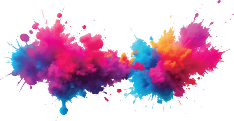 Bright colorful watercolor splash splatter stain brush strokes on white background. Modern vibrant aquarelle spot. Aquarelle explosion on white. Element. Vector watercolor illustration isolated design